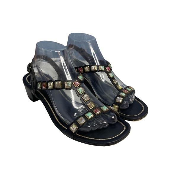 Unbranded wearable Art mosaic stone square Tstrap chunky sandals size 9 - Picture 4 of 12